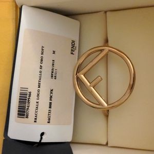 AUTHENTIC NWT Fendi F Is Fendi Gold Tone Cuff Bracelet - Medium